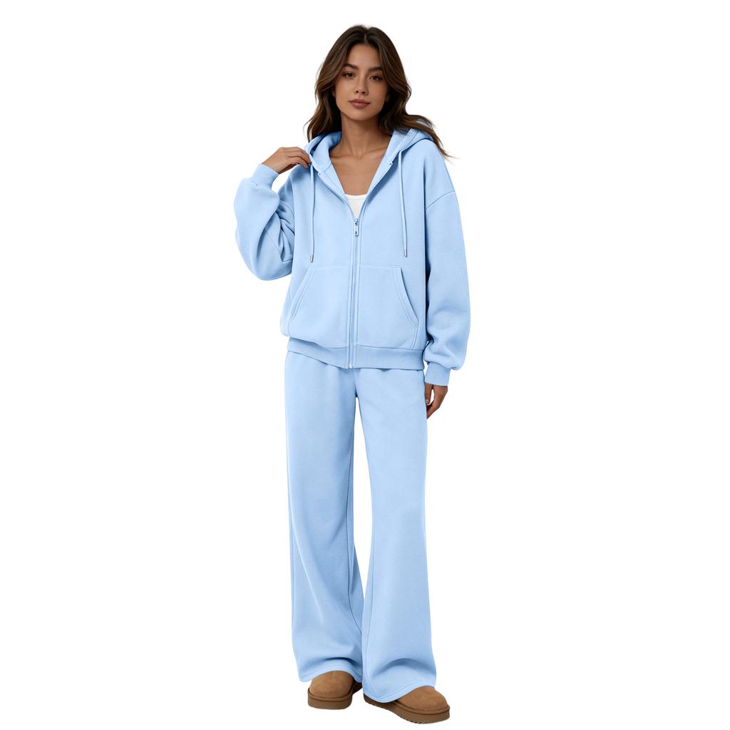 Women's Two Piece Sweatshirt Set with Wide Leg Pants Casual Track Suit for and Wear