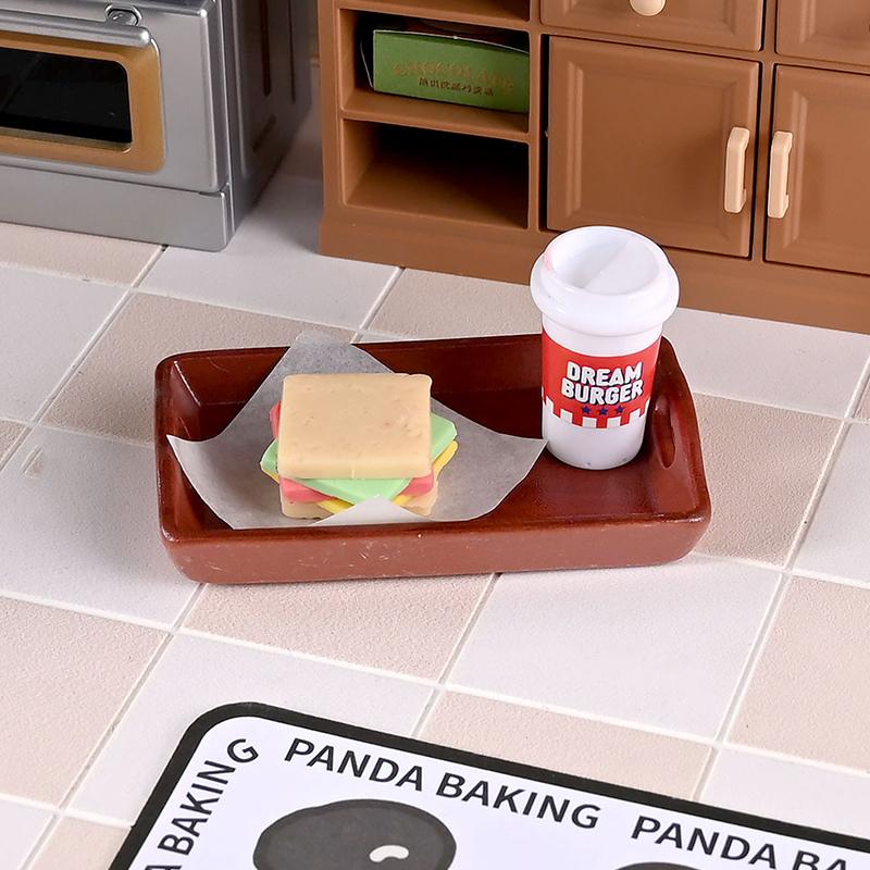 2Set 1/6 Scale Miniature Dollhouse Sumilation Mini Milk Tea Cake With Plate For Kid Pretend Play Toys
