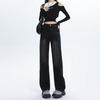 Korean Version of Versatile High-waisted Straight Wide-leg Jeans Women's Spring and Autumn New Design Sense Loose Mopping Denim