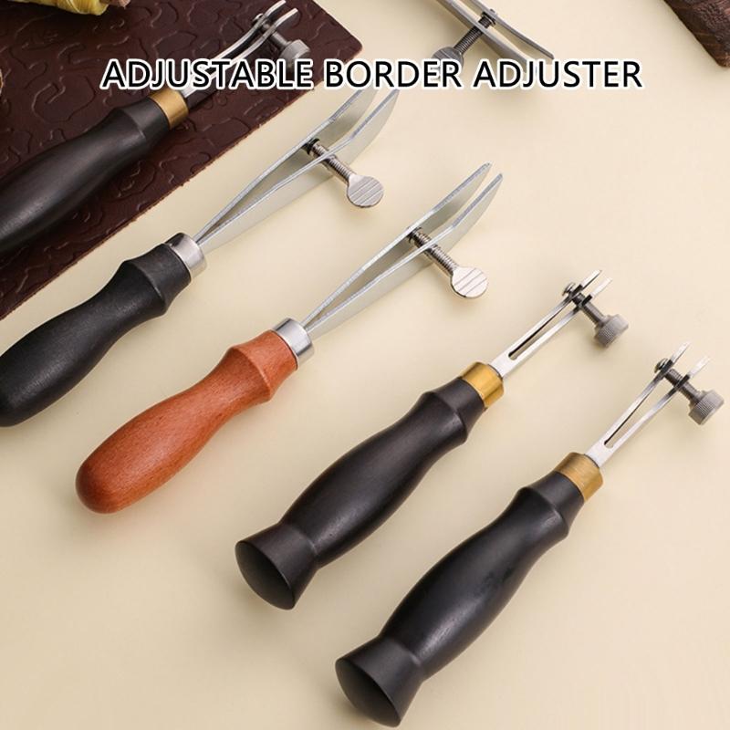 Wood Handle Leather Edging Creaser Tool Adjustable Leather Skiving Working Tool for Leather Craft 0.5mm 1.2mm 1.5mm