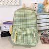 Small Fresh Girl Ins Wind Korean Junior High School Students Large Capacity Backpack Simple Middle School Students Plaid Backpack.