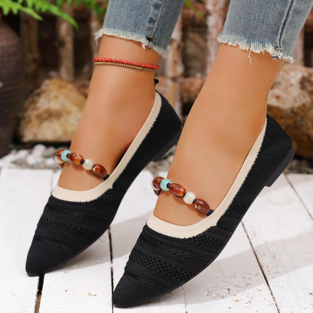 Fashion 2025 New Women Flats Shoes Casual Breathable Shoes Women Comfort Walkers Flat Sneakers Women Pointed Hollow Fly Weaving Loafers
