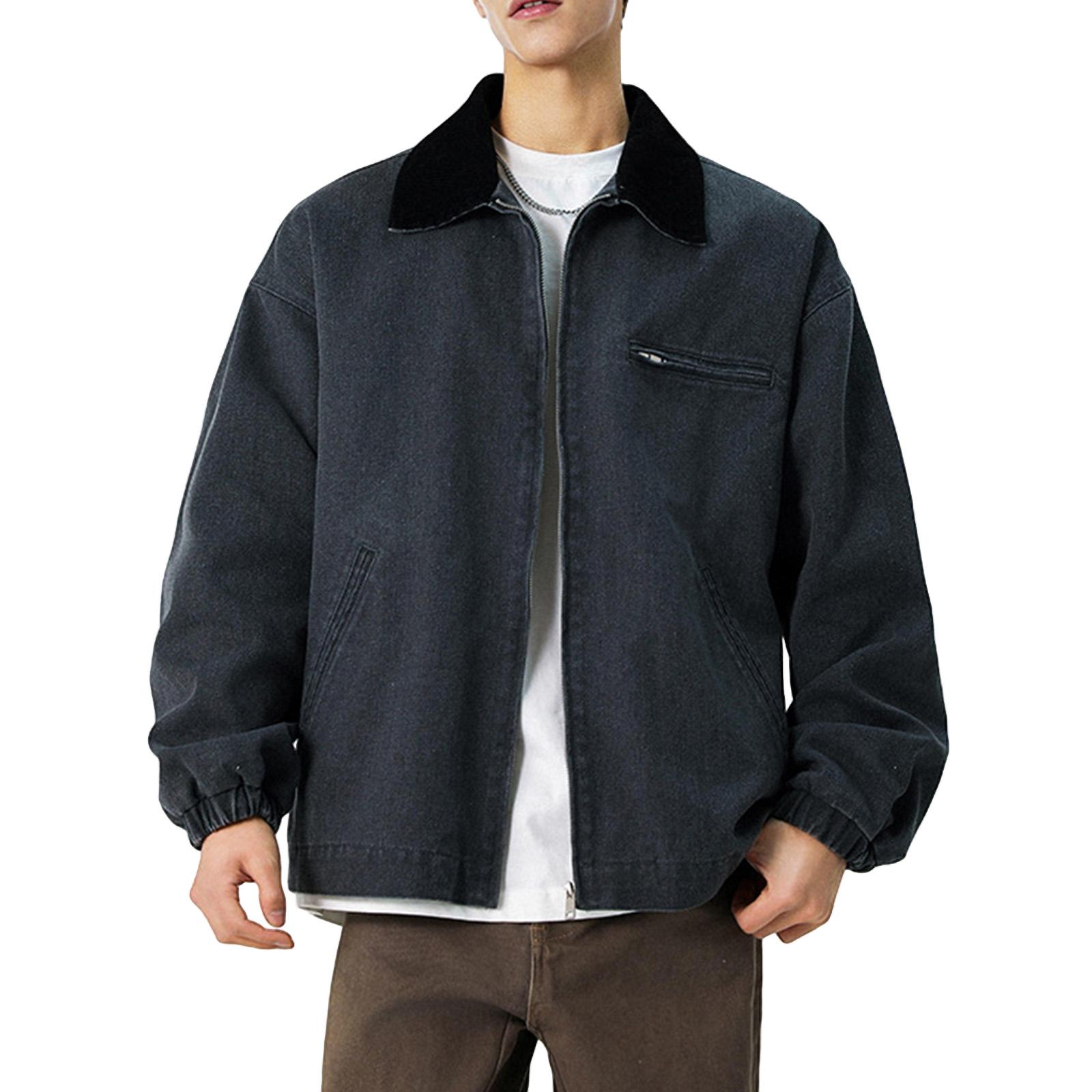 

Men s Solid Color Camouflage Outdoor Sports Jacket Men s Pocket Button Casual Jacket XL чёрный