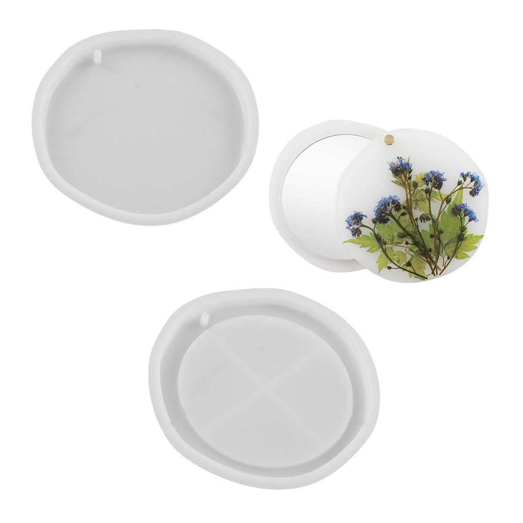 Silicone Mold Set Makeup Glass Molds Jewelry Making Mold Epoxy Casting Molds Suitable for Rotating Makeup Glass