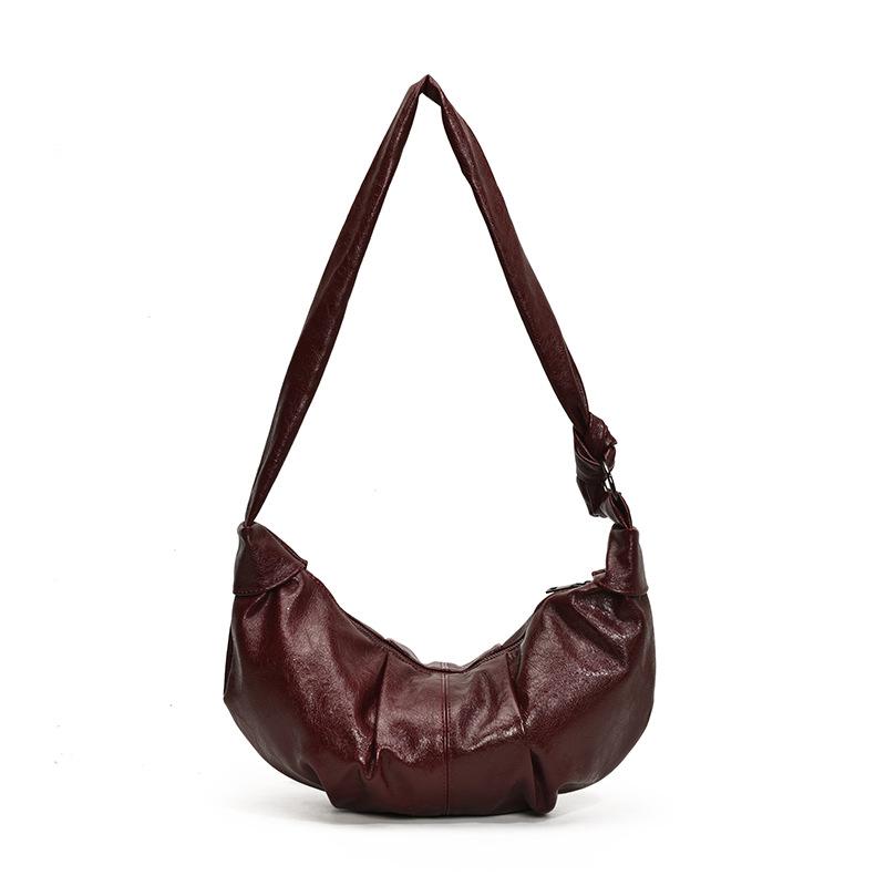Große Kapazität Retro Weiches Leder Plissee Knödel Tasche Lazy Style Casual Horn Schulter Messenger Bag