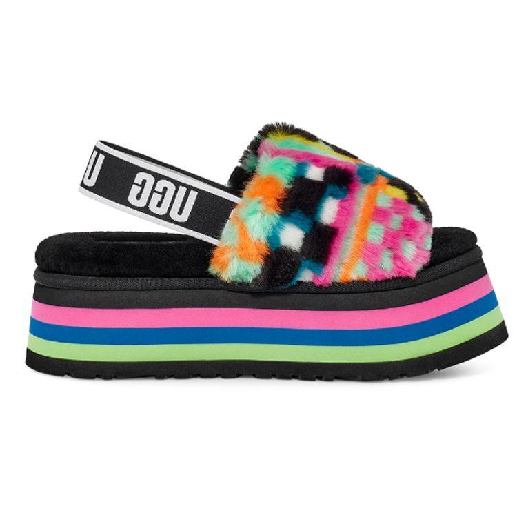 UGG Disco Checks Slide Comfortable Warm Fashion Slippers Women slippers Black 1130877-BLKM