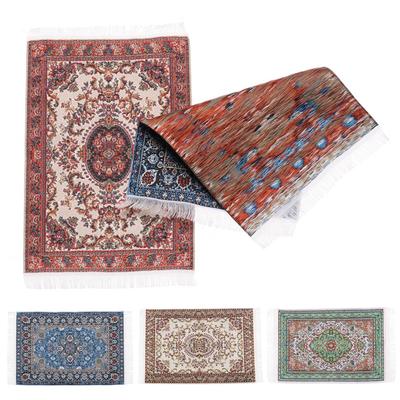 Miniature Weaving Rug 1:12 Scale Turkish Style Mini Floor Coverings Playing House Floral Pattern Carpet Dollhouse Accessories