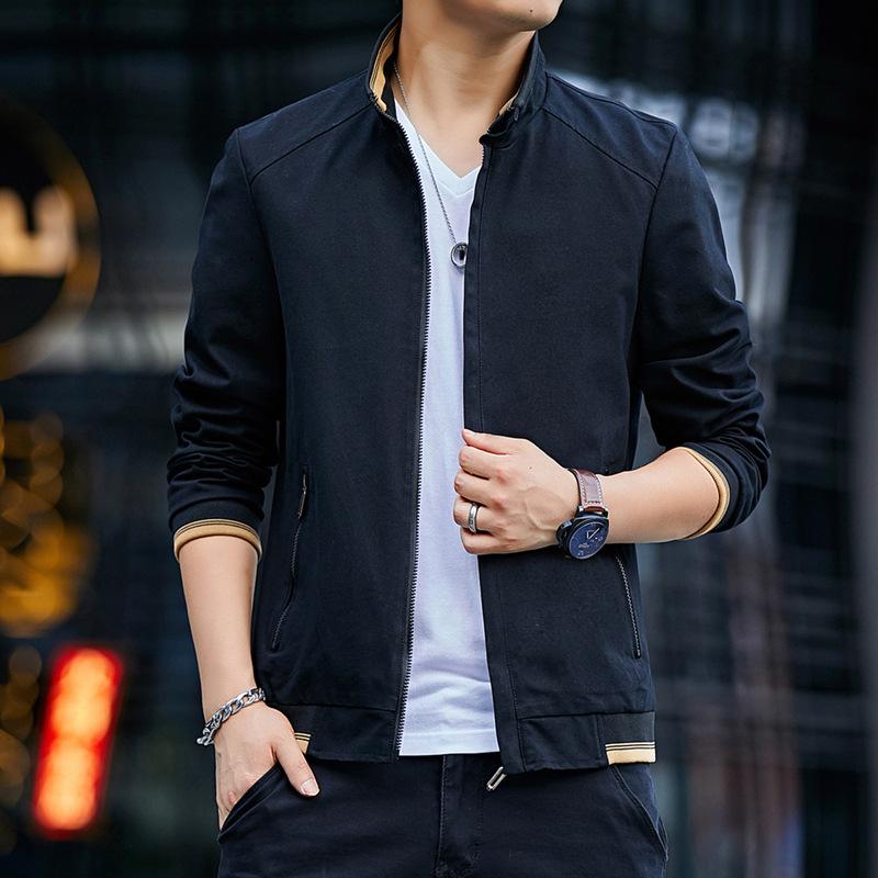 

Весняно-осіння нова чоловіча куртка з чистої бавовни, випрана, зі стійкою, куртка для чоловіків середнього та похилого віку, повсякденна куртка 4XL