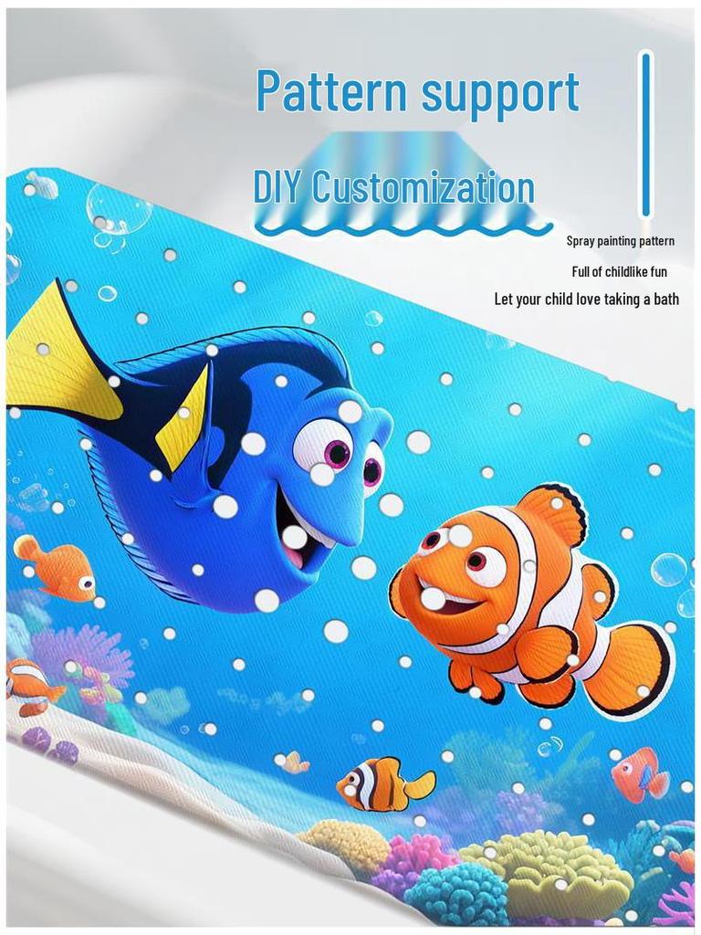 Gyermek Csúszásmentes Rajzfilm Fürdőszobai Szőnyeg - Mosható Ovális Biztonsági Zuhanyzótálca Padló Szőnyeg