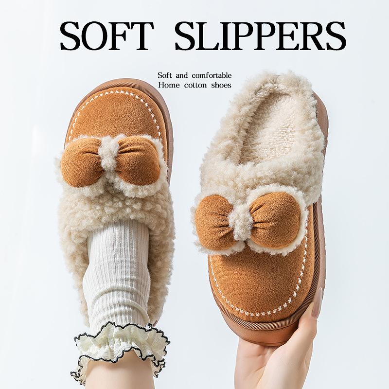 Thickened bottom cotton slippers autumn and winter velvet warm comfortable indoor home bedroom can wear shoes outside