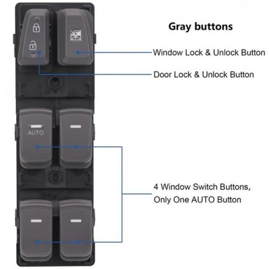 Window Switch Power Control +Gray Button For 11-14  Hyundai Sonata 935703S000RAS