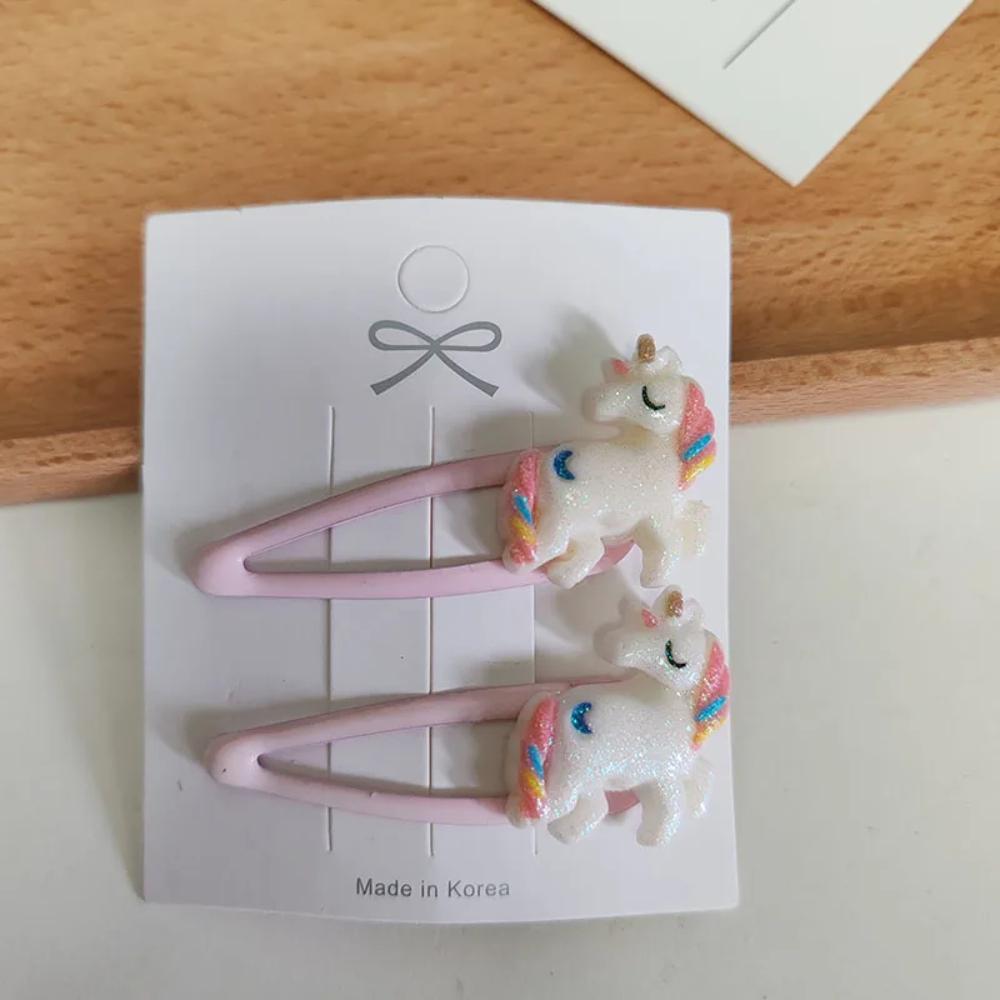 2pc Pink Kawaii Unicorn BB Hair Side Clips for Women Girls Kids Child Hairpin Gift Hair Accessories Headwear Ornament