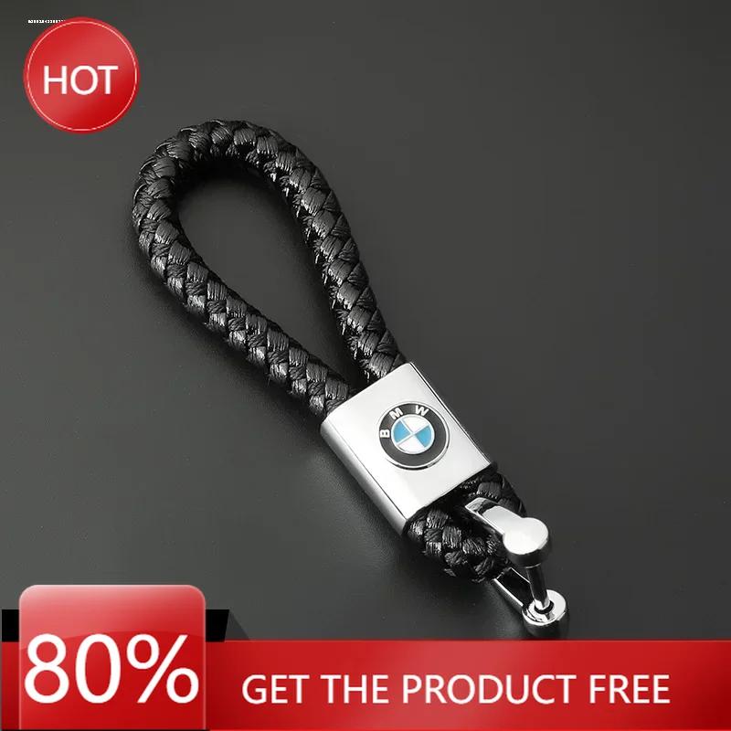 BABA1 Hot 2025 PU Leather Braided Woven Rope Keychain Key Car Trinket Keyring For BMW E36 E46 E53 E90 E60 E61 E93 E87 X1 X3 X5 X6 F30