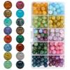 Crack Beads 8mm Glass Beads Round Set of 200 with Storage Case 10 Colors Round Beads DIY Craft Supplies Bracelet Beads Materials for Earrings Handmade