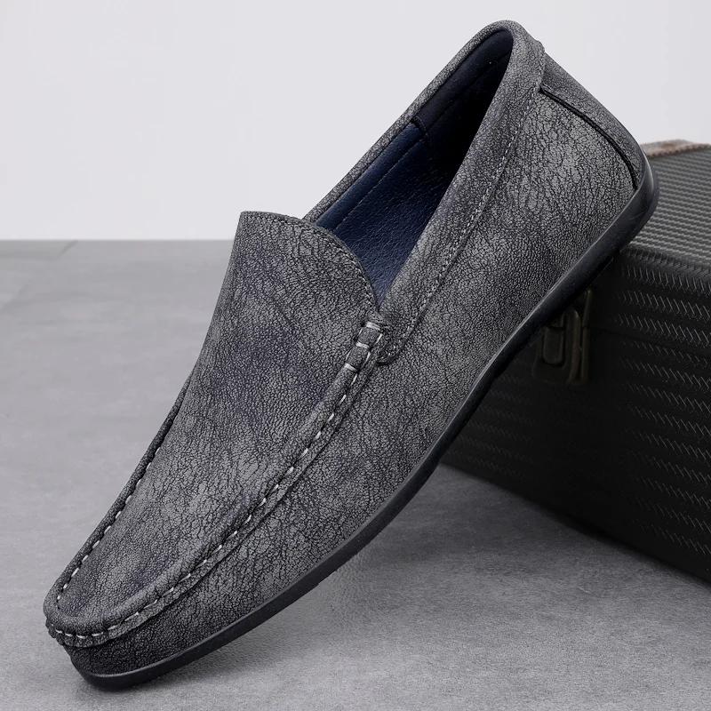 Fashion New Loafers Men Handmade Genuine Leather Casual Shoes Business Male Driving Flats Soft Slip-on Shoes Comfy Men Moccasins