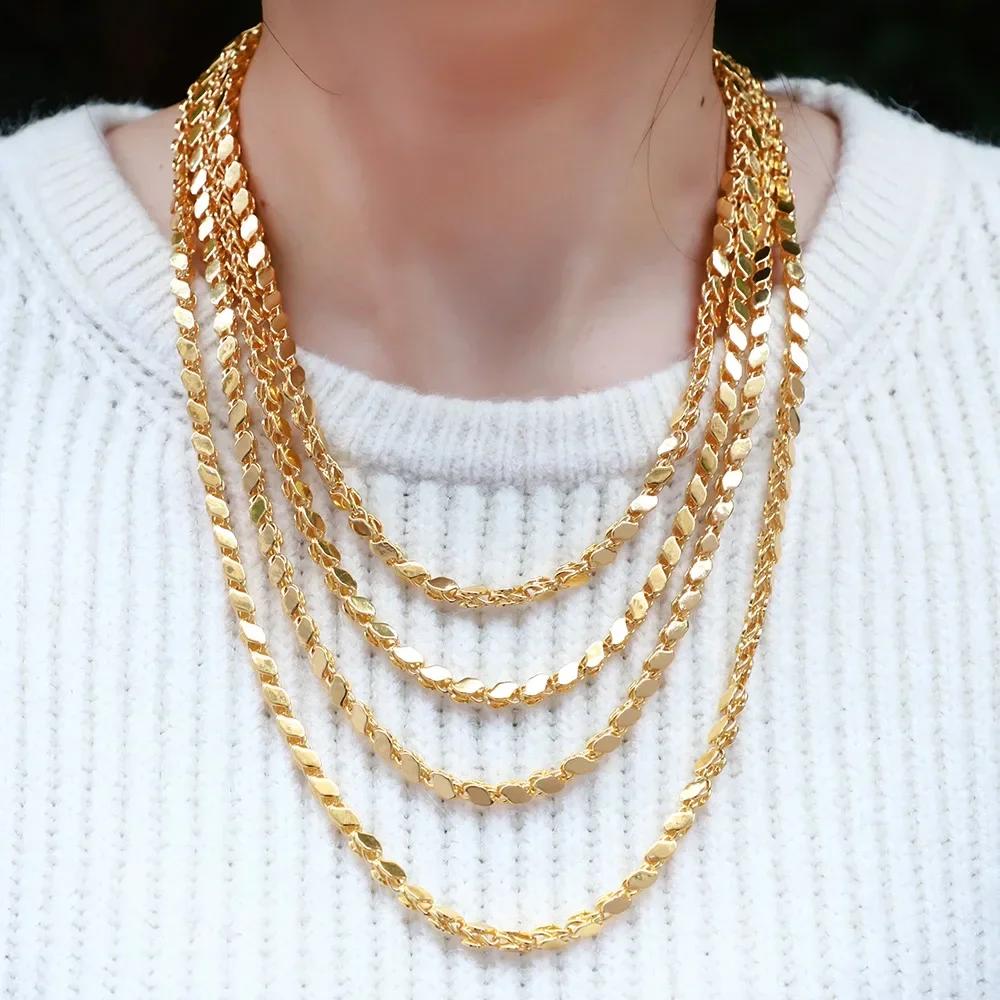 4mm Wide Diamond Chain Gold Charm Necklaces Various Sizes Can Be Matched Freely Pendant Necklace Bracelet Earrings Jewelry