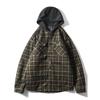 American Vintage Plaid Shirts Cotton-padded Jacket Outerwear Men's Winter Quilted Cargo Jacket Foreign Trade Men's Hood Shirt