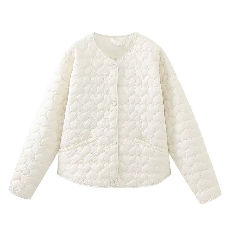 

Модный стиль 2023 Осень Новая женская одежда Легче всего сочетать Хлопковая куртка с нитью в форме сердца Верхняя одежда 3046830 800 White XS