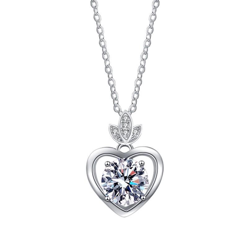 Factory Customized 14K Gold Plated S925 Sterling Silver 1CT VVS GRA Moissanite Adodo Snake Chain Heart Pendant Necklaces Gift