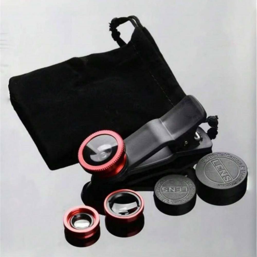 3in1 Universal Fisheye Camera Lens Kit Smartphone Wide Angle Macro Lenses Magnifying Glass Clip-On Mobile Photography Accessor