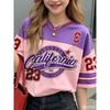 Dames Sportstijl California 23 Bedrukt Kortmouwig Rond Hals