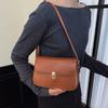 Vintage Buckle Shoulder Bag Solid Color Women's Armpit Bag Korean Retro Underarn Bag  Girls
