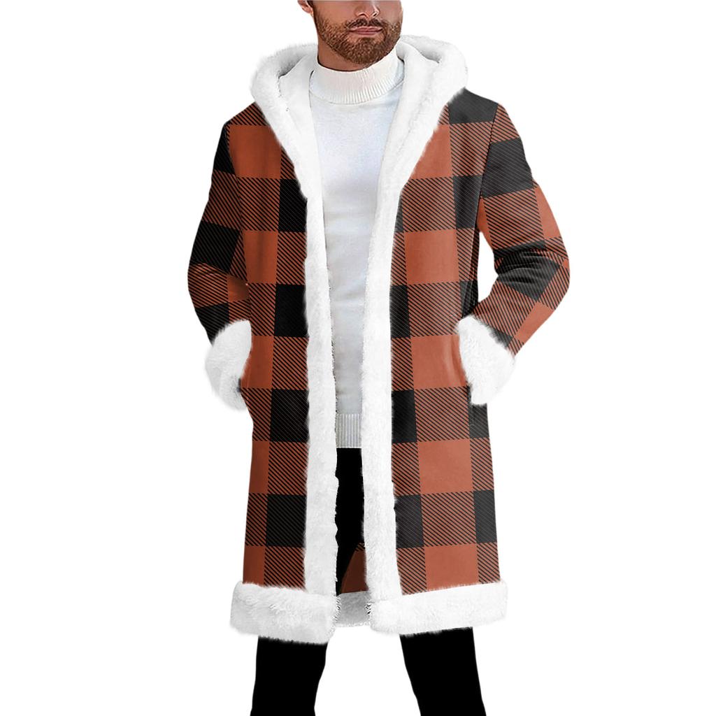 Pánský kardigan s kapucí, dlouhý, hřejivý kabát