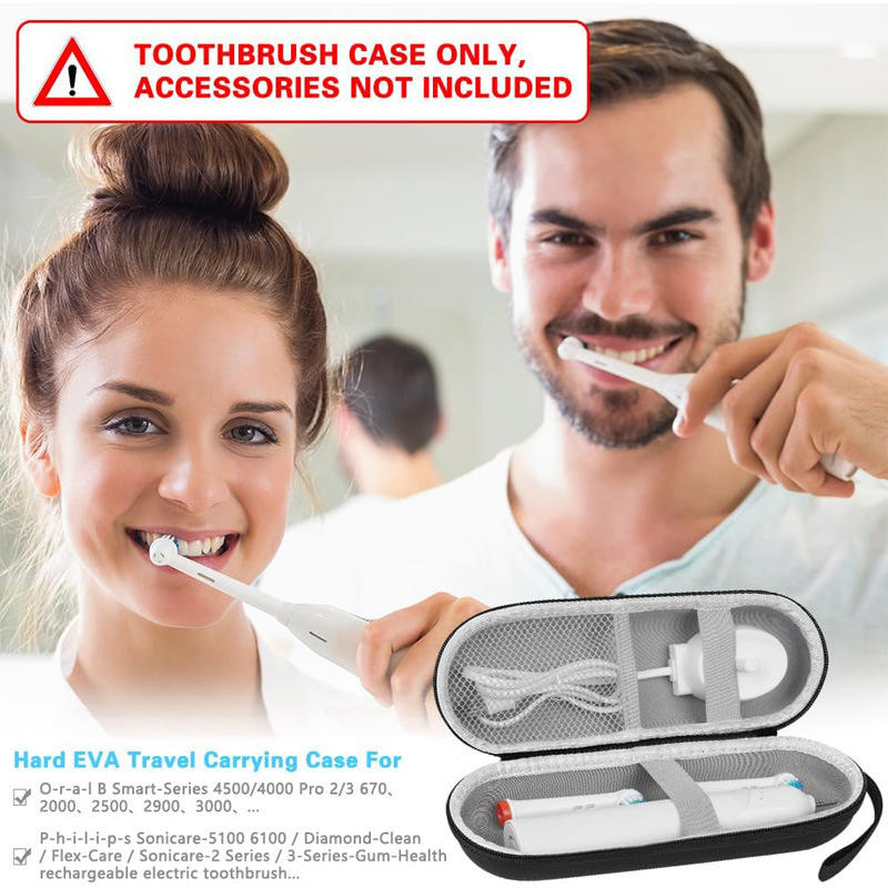 Portable Travel Toothbrush Case Protective Holder Toothbrush Case Charger Storage Box with Mesh Pocket