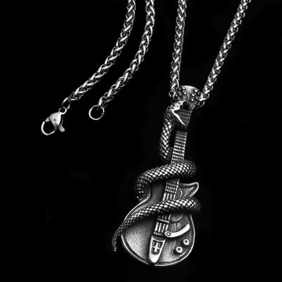Top Selling Retro Python Guitar Pendant Necklace, Fashionable and Trendy Rock Jewelry Accessories
