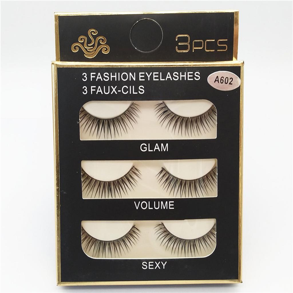 3Pairs Fashion False Eyelashes Long Lashes Extension Natural Looking Fake Eyelashes for Women Girls Party Daily Makeup