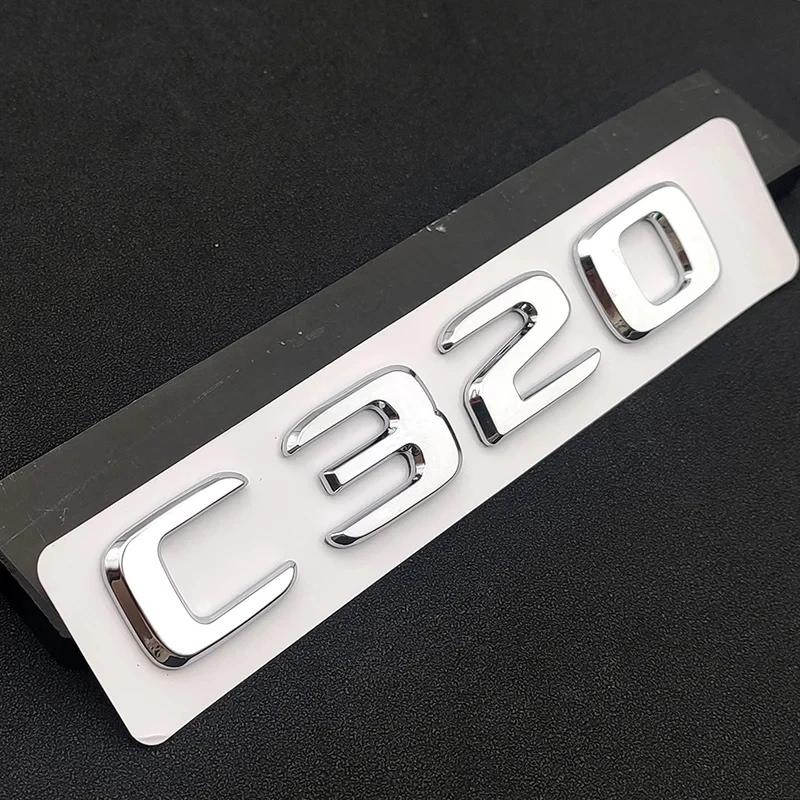 Lettres Chrome Noir ABS Insigne Lettres de Coffre de Voiture 3D Pour Mercedes Benz C 200 220 300 C200 C220 C300 C320 Autocollant Logo Accessoires XC7