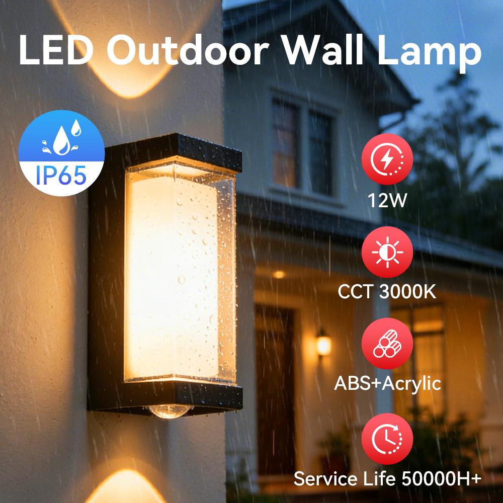 

Outdoor Wall Light Home Waterproof Wall Lamp AC85-265V Porch Lights Outdoor Wall Lighting For Garden Backyard Doorway Decoration 12W