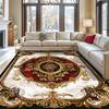 European Red Golden Large Area Rugs Living Room Decoration Home Sofa Area Carpet Gorgeous Bedroom Non-slip Floor Mat Washable