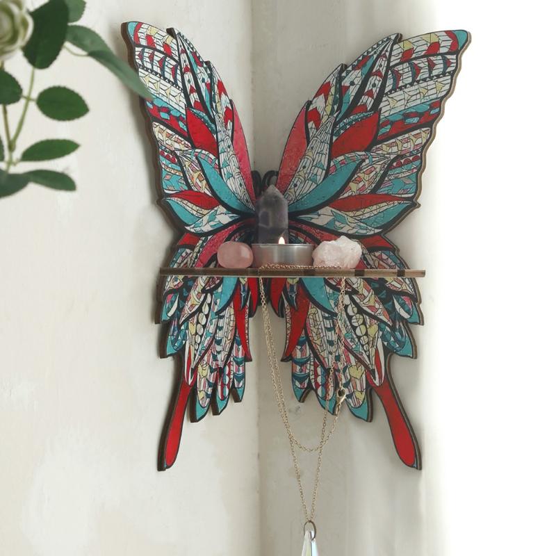 Colorful Butterfly Style Storage Rack Wooden Crafts for Place Aromatherapy Ornaments Home Decoration