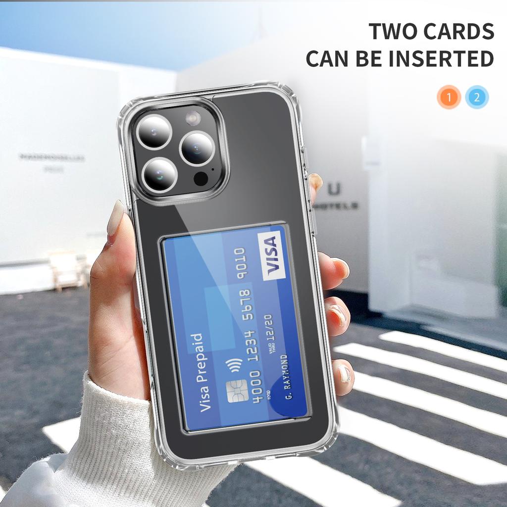 For iPhone 16 Pro Max Case Protective TPU Phone Cover with Card Holder