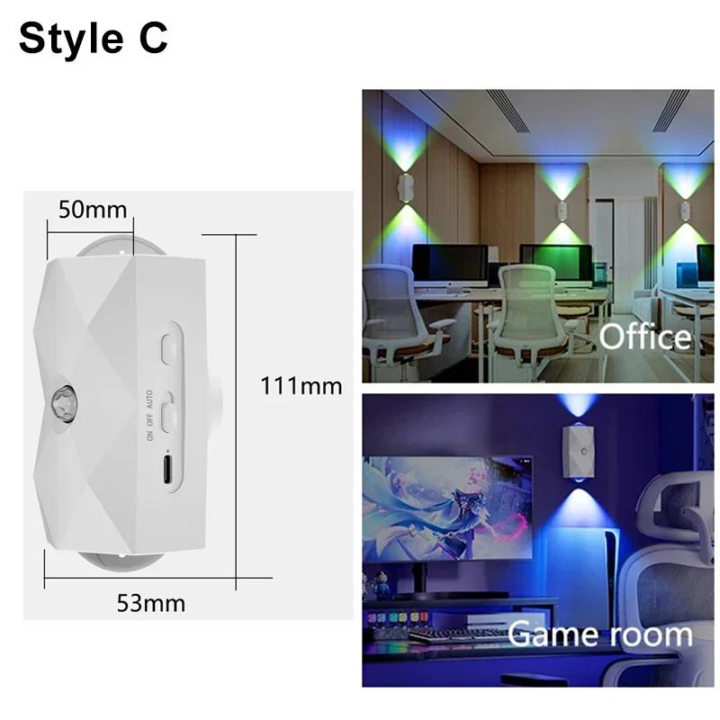 

Светодиодные ночники с датчиком движения RGB Настенные светильники Магнитное освещение вверх и вниз для шкафов, прикроватных тумбочек, дома, лестниц, крыльца, коридоров, ступеней