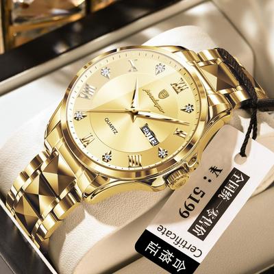 Swiss Men's Luminous Double Calendar Quartz Watch - Fashionable, Waterproof, High-End Casual Style