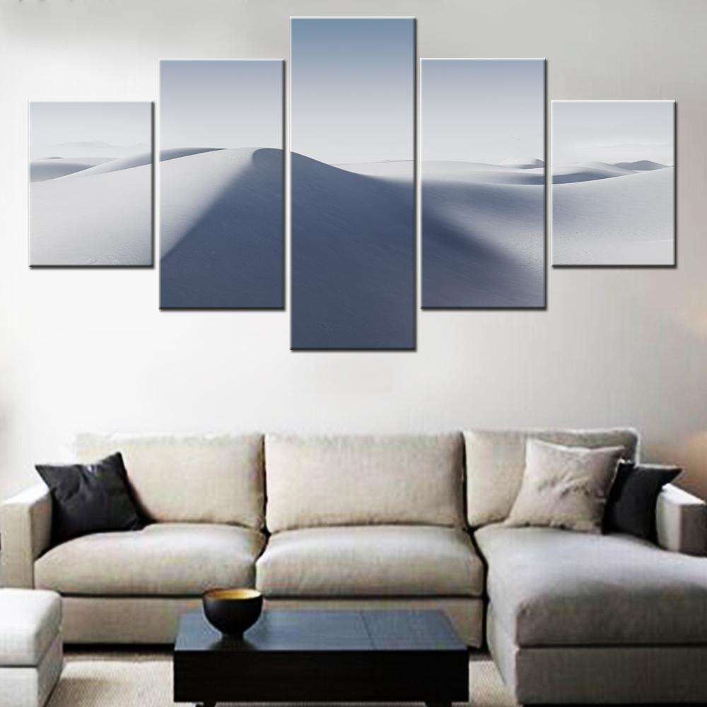 

5 Pieces Wall Arts Canvas Landscape Poster Paitning Nature Sand Dunes White aesthetic Wallpaper Home Decor Living Room Mural Art 20X35 20X45 20X55CM
