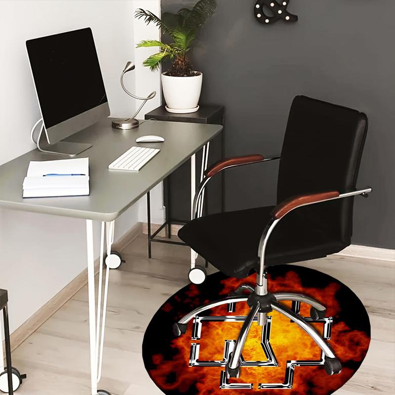 1pc Flaming Symbol Round carpet, Made of Polyester,Perfect for Decorating Office Chairs, Living Rooms
