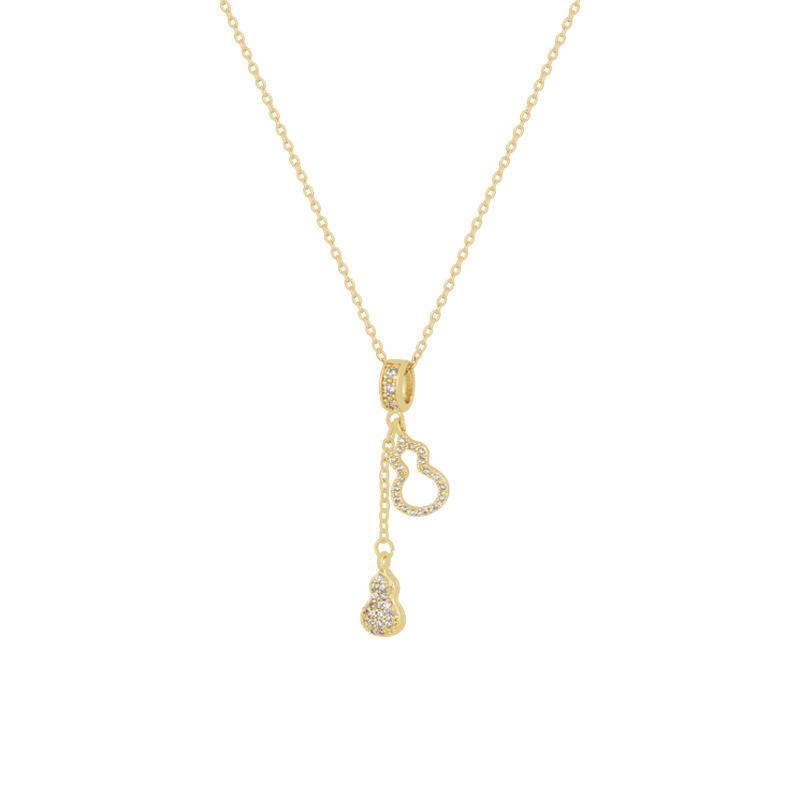 Luxury Full Crystal Fringe Gourd Necklace For Women Elegant Versatile Fashion Jewelry