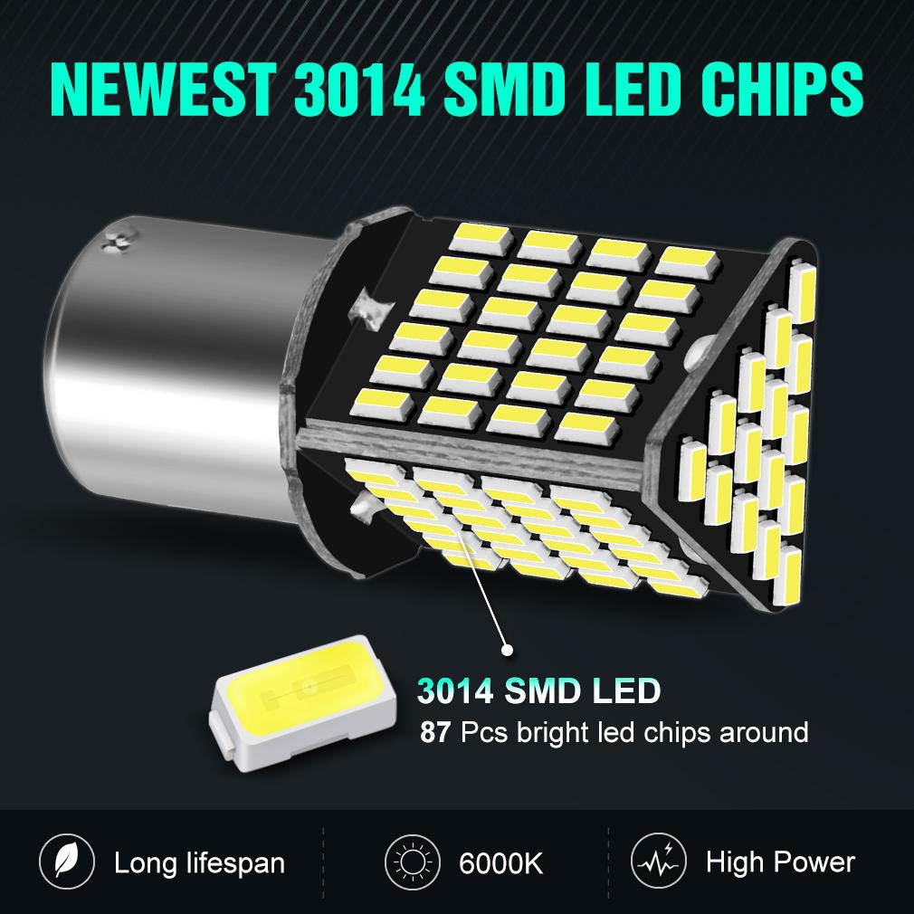 1pc 3014 87SMD 1156 BA15S P21W Led 1157 BAY15D P21/5W BAU15S PY21W Lamp Car Tail Bulb Brake Lights R5W R10W Reverse DRL Lamp Daytime Running Light 12V