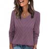Damen V-Ausschnitt Strickpullover Langarm Zickzack-Struktur Lockerer Sitz Lässiger Pullover Top