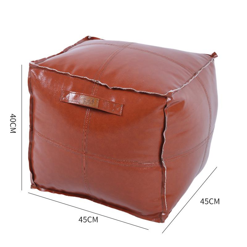 Unstuffed Pouf Cover No Filling Cushion Cover Oil Wax Leather Footstool Lazy Floor Futon Bedroom Decor Foot Stool Ottoman Cover