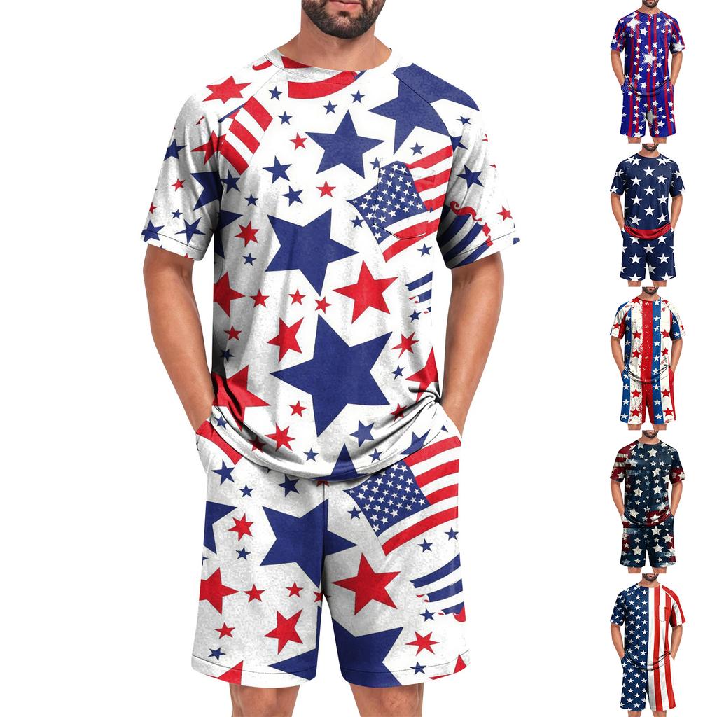 Conjunto de Pijama de Manga Corta para Hombre Suave Transpirable Ligero Camisa de Estar y Pantalones Cortos Conjunto de Ropa de Dormir para Verano Ropa de Casa