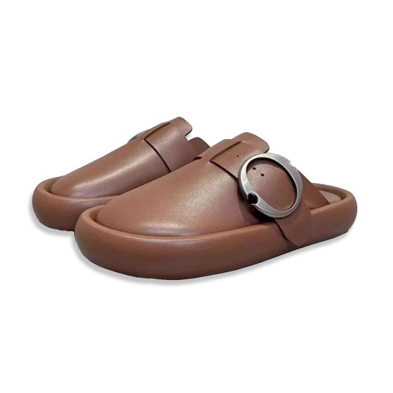 

New retro bag head thick-soled outer wear comfortable flat-soled casual half-drag sandals flat-soled versatile women s shoes 39