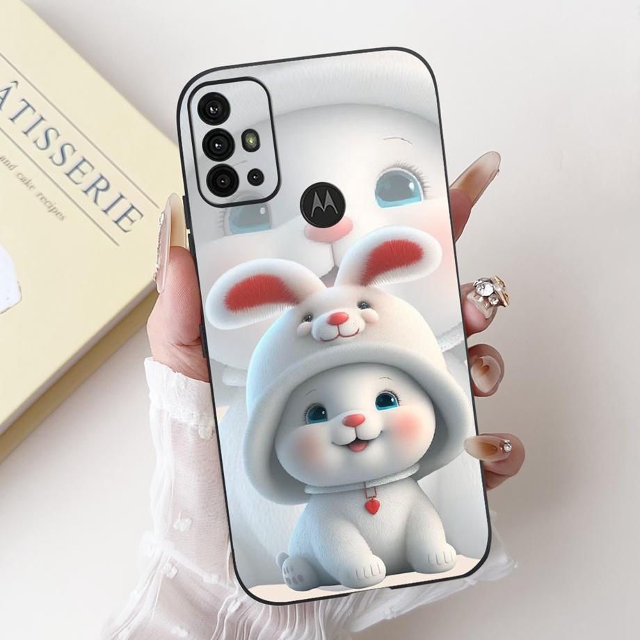 For Motorola Moto G10 G20 G30 G40 Fusion G50 G60 Phone Case Back Cover Soft Matte Silicone Slim Funda Lovely Panda Rabbit Flower