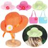 2Pcs/Set Flower Design Straw Hat Beach Bag Set Wide Brim Sun-protective Hat  Kids Summer Holiday