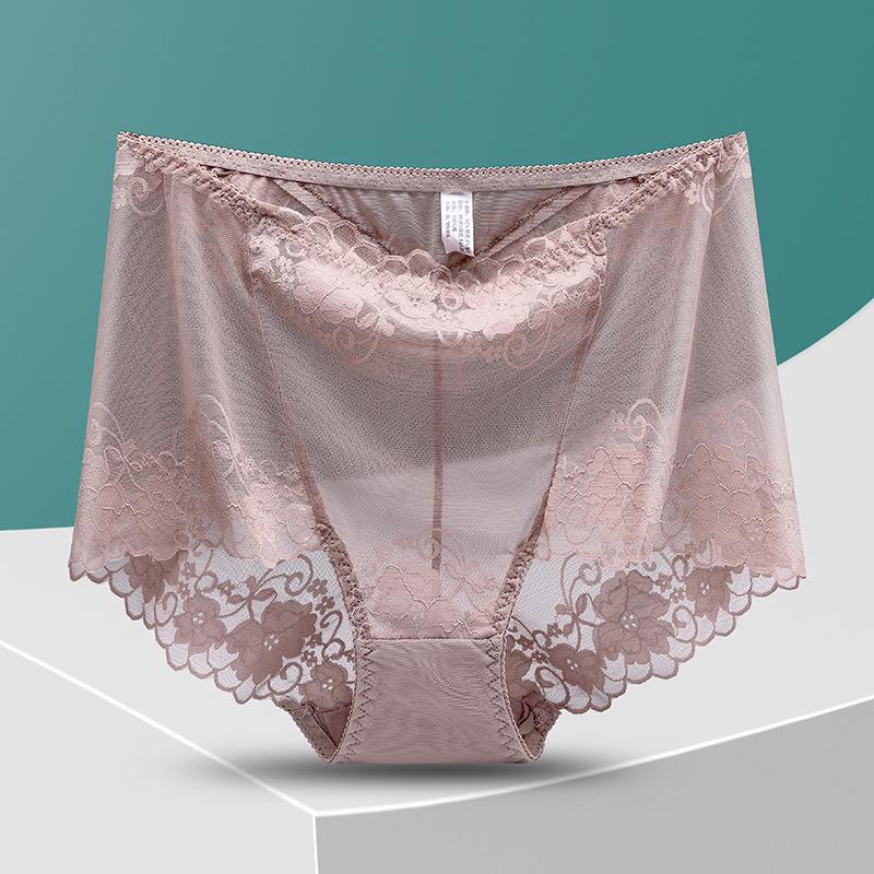 Yu Mei 9007 Nadměrná velikost Kalhotky s vysokým pasem Krajkové trojúhelníčkové - Sexy, Průsvitné a Vykrojený design