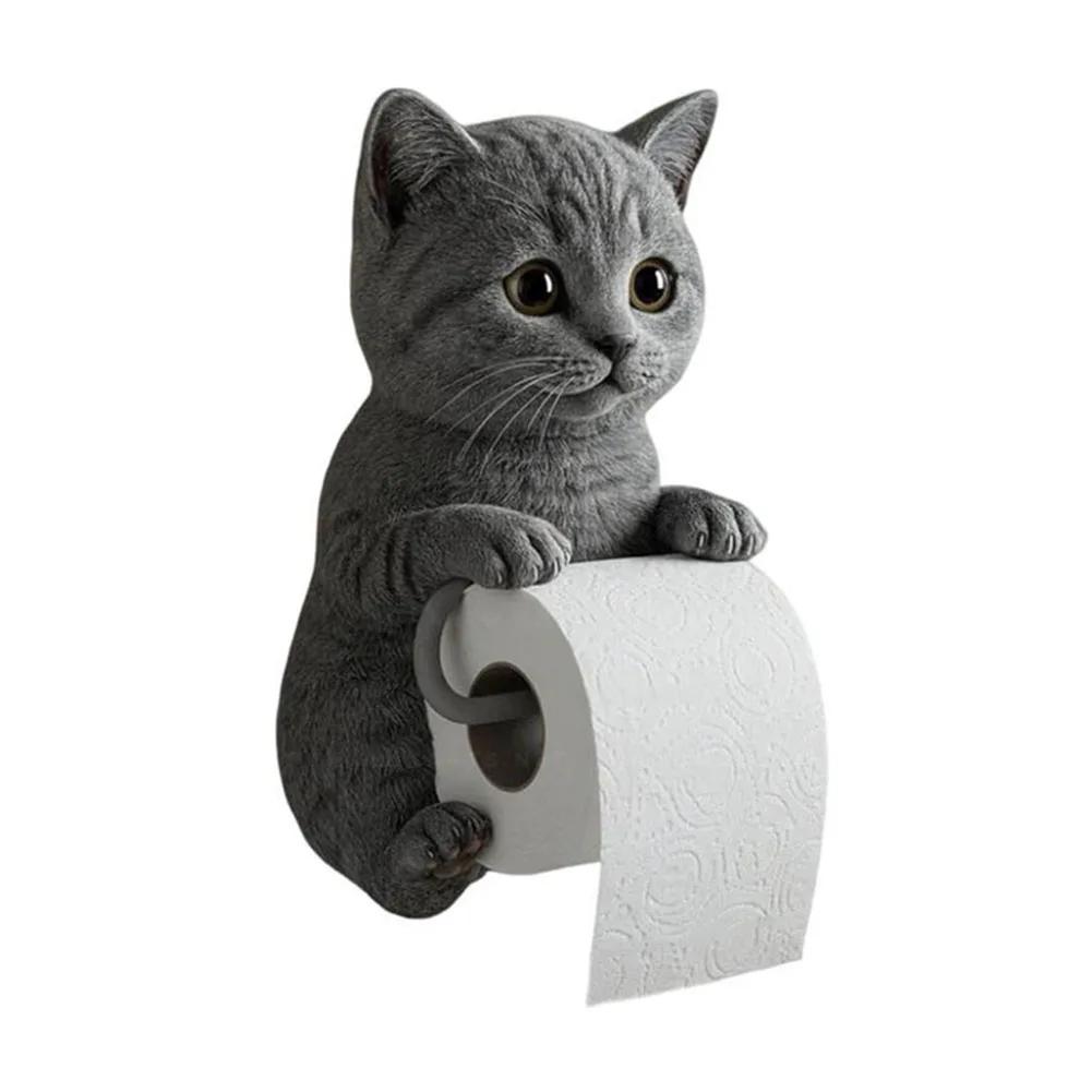 Wall Mounted Toilet Paper Roll Holder Cat Paper Roll Holder Animal Paper Towel Holder for Kitchen Bathroom Counter Home Cottage