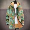 New Jacket Multi-colored Pattern Elements B1 Zipper Hooded Cardigan Thickened Winter Fleece Trendy Padded Clothes